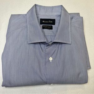 Massimo Dutti Slim Fit Navy Blue Strip Cotton Shirt Sz17